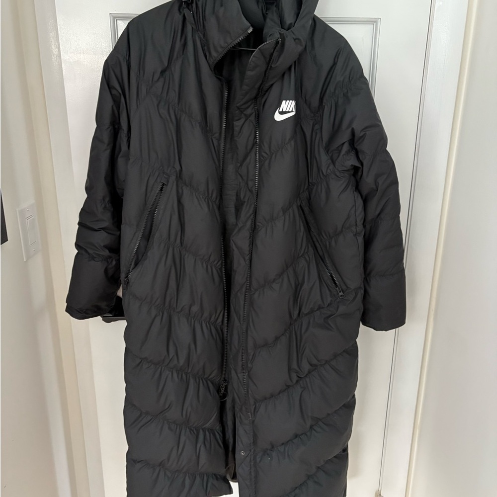 Nike ThermaFit Long Black Puffer Coat